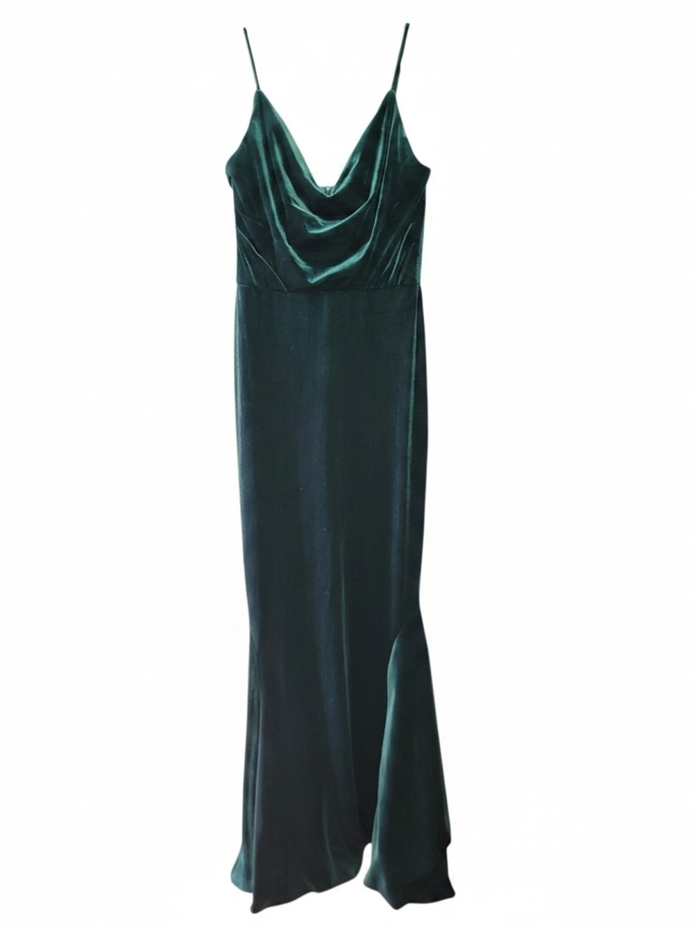 Bari Jay Deep Emerald Velvet Cowl Neck Maxi Dress